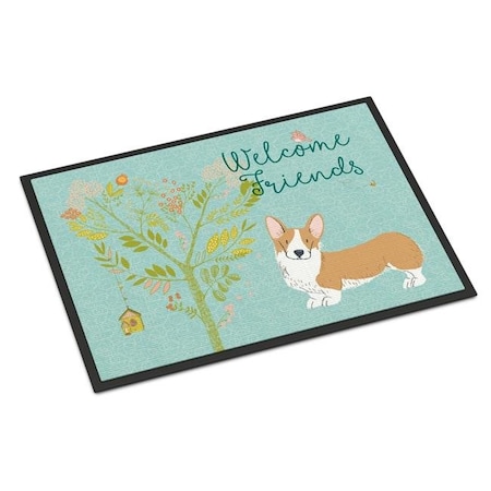 Carolines Treasures Carolines Treasures BB7608MAT Welcome Friends Pembroke Welsh Corgi Red Indoor or Outdoor Mat; 18 x 27 in. BB7608MAT